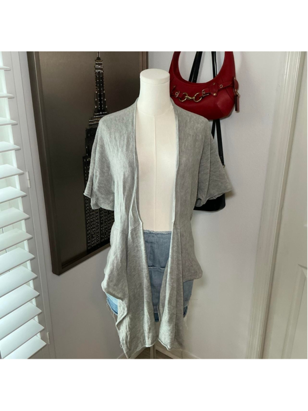 Banana Republic Gray Draped Open Front Cardigan XS Wool Blend